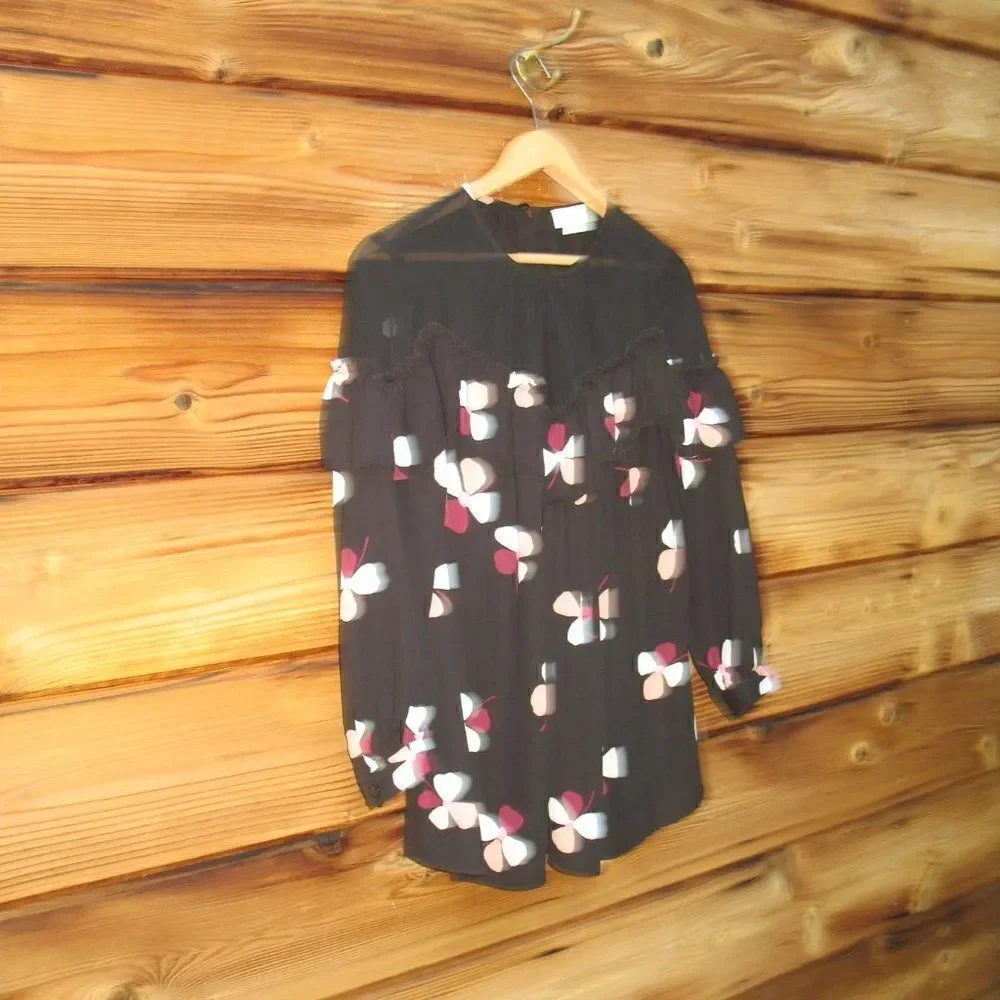 Kate Spade Black Floral Top Blouse